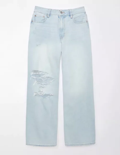 AE Strigid Ripped Super High-Waisted Baggy Wide-Leg Ankle Jean