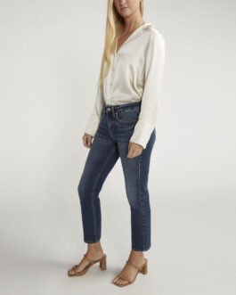 Suki Mid Rise Straight Crop Jeans